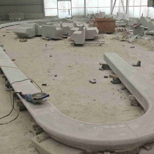 福建 芝麻白花岗岩弧形花坛石，坐凳石