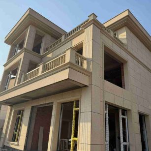 福建 黄金麻花岗岩石材荔枝面外墙干挂效果展示