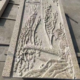 福建 黄金麻雕刻板浮雕迎客松