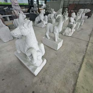 福建 芝麻白花岗岩造型立体雕刻——十二生肖