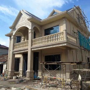 福建 黄金麻花岗岩石材私人别墅雕花门楼柱阳台栏杆