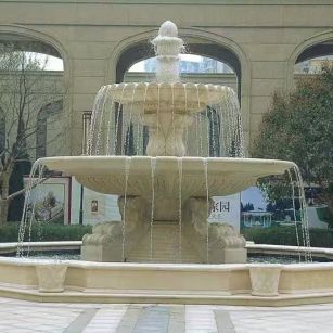 福建 黄金麻花岗岩异型加工——户外庭院石雕流水喷泉