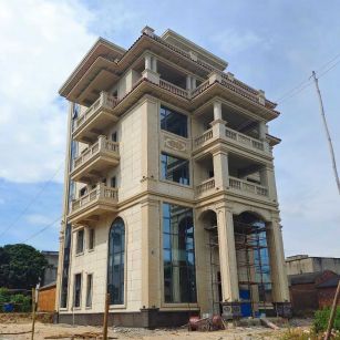 福建 黄金麻花岗岩石材别墅外墙干挂搭配（雕花栏杆花瓶柱门楼罗马柱）