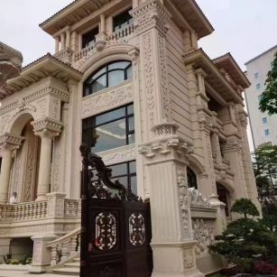 福建 黄金麻花岗岩别墅外墙干挂效果展示