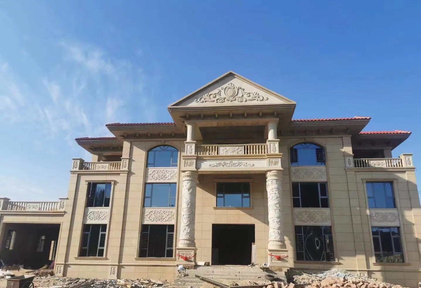 福建 黄金麻花岗岩别墅外墙干挂