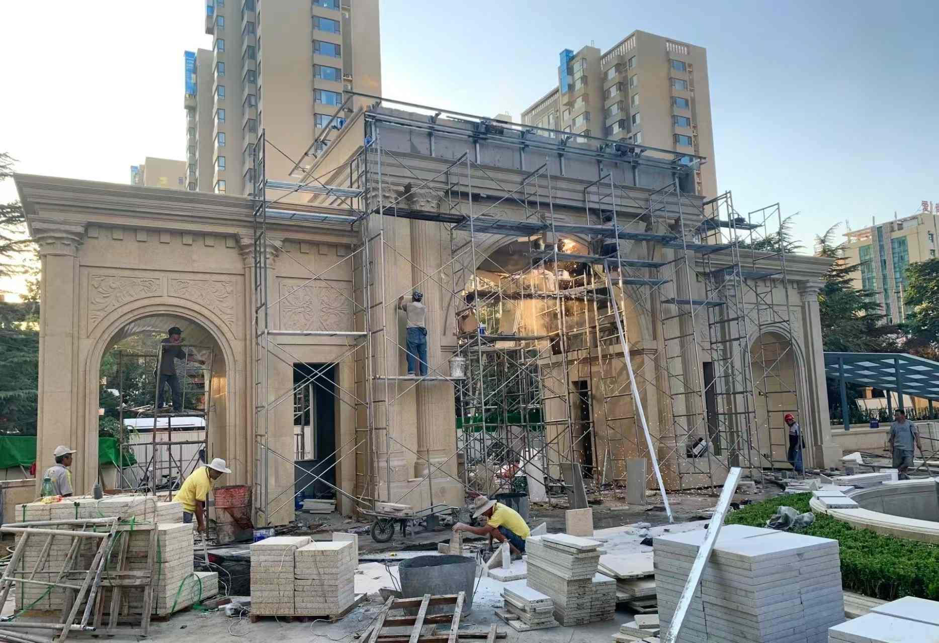 福建 黄金麻荔枝面花岗岩小区门楼外墙干挂