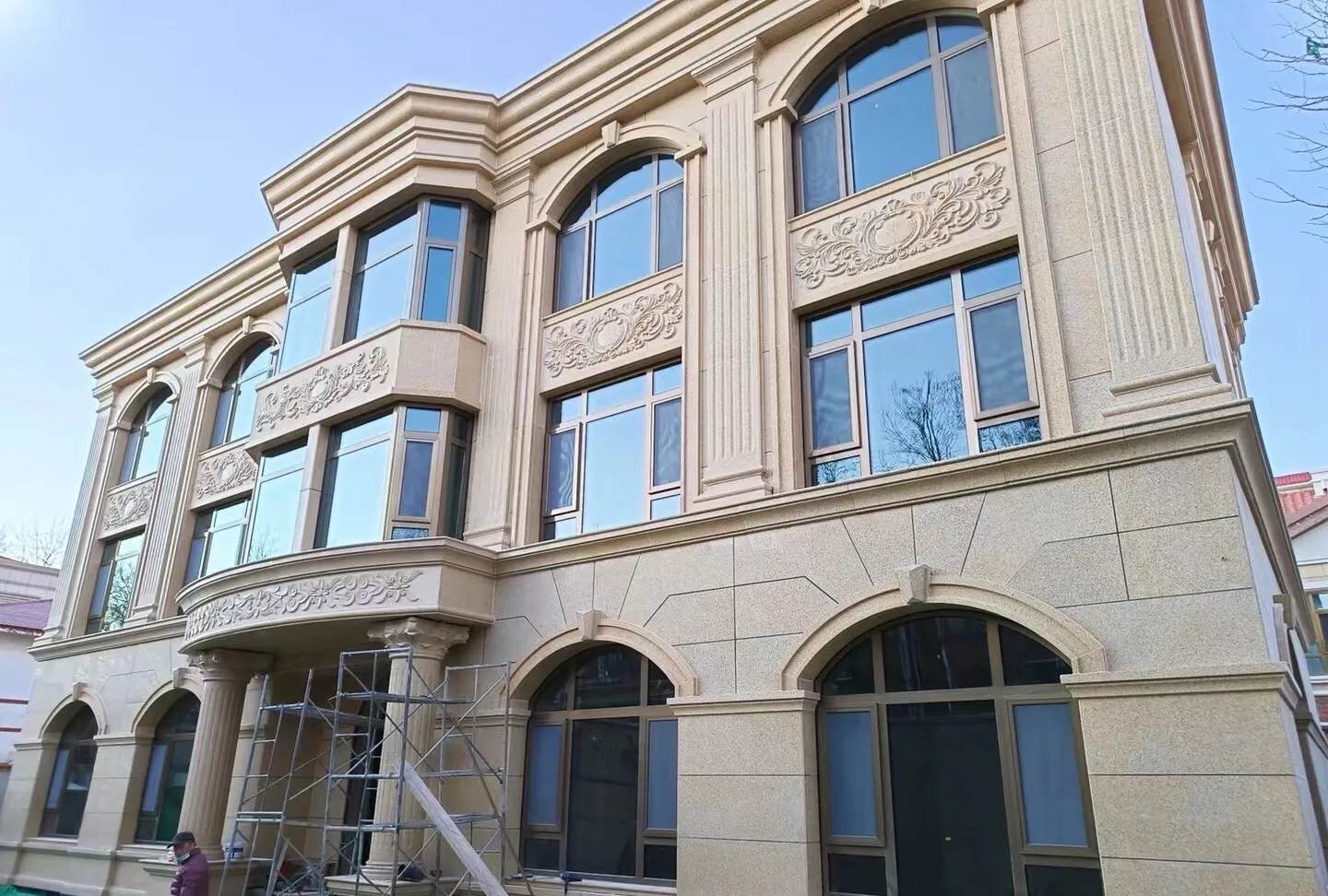 福建 黄金麻花岗岩别墅外墙干挂