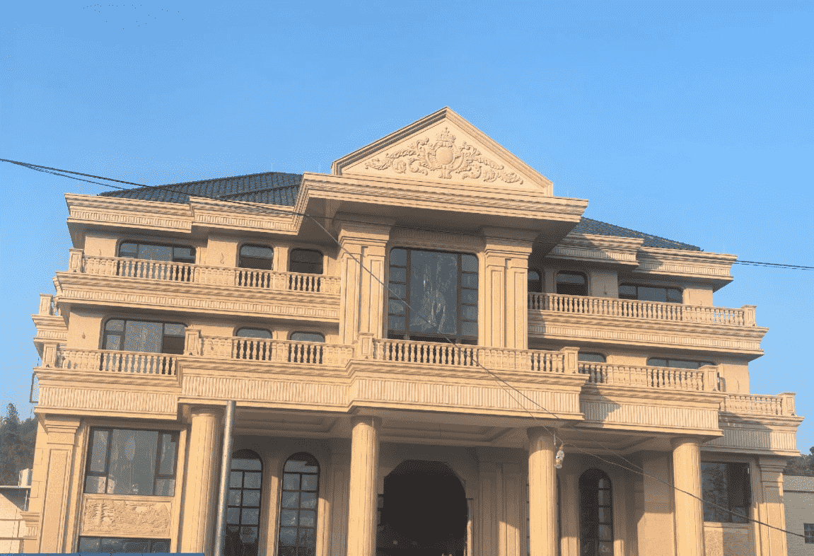 福建黄金麻别墅外墙干挂石材效果示例