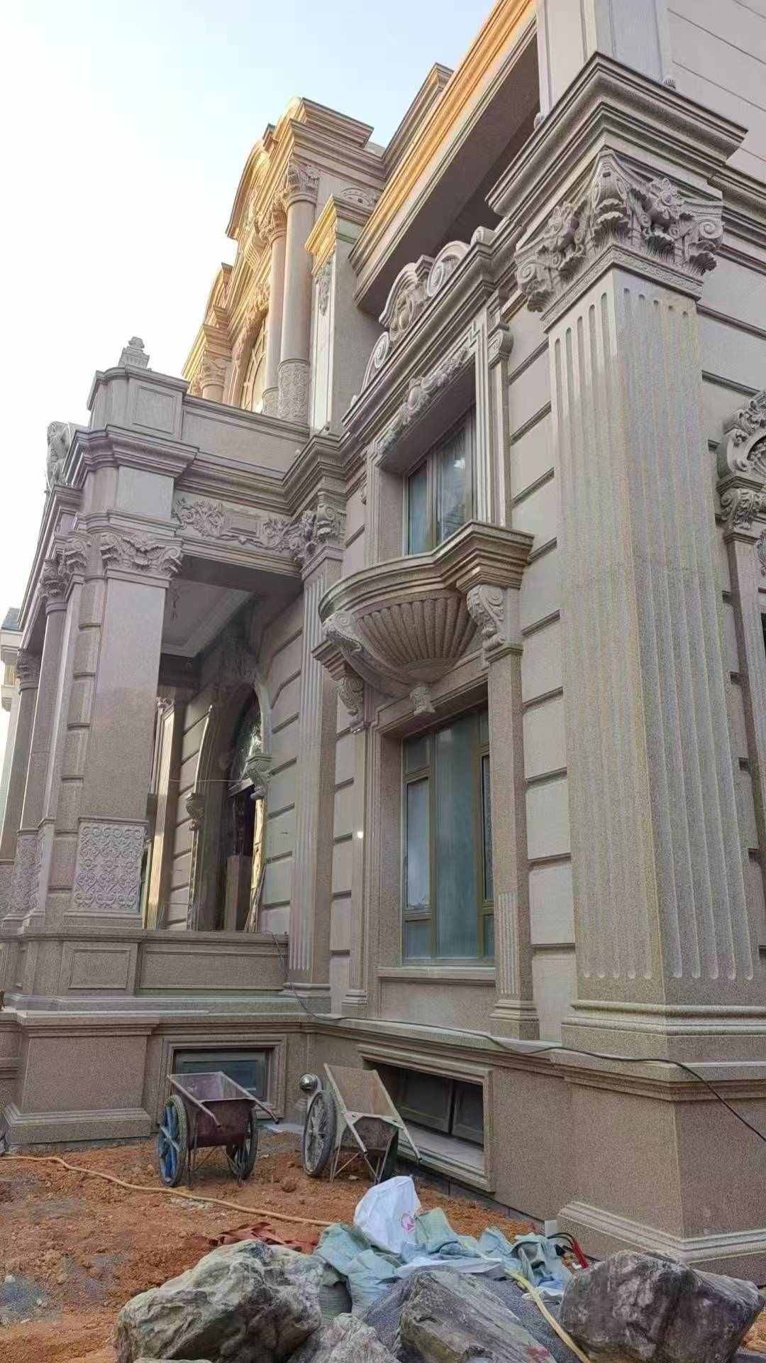 福建 黄金麻花岗岩光面别墅外墙干挂施工完成