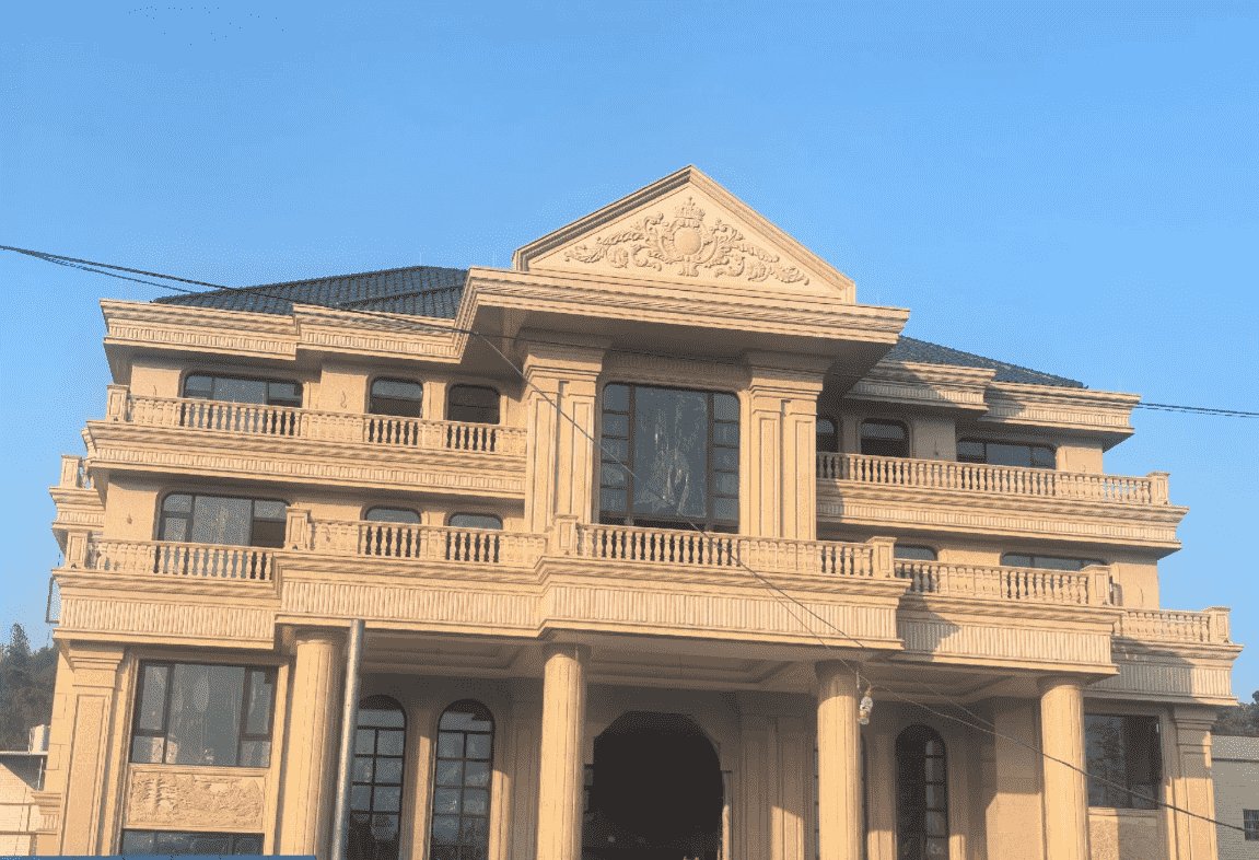 福建黄金麻别墅外墙干挂石材效果示例